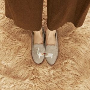 🆕️ Vivaia Round Toe Audrey Latte Terry Knit Llama Loafer Size US 10.5 Cabincore